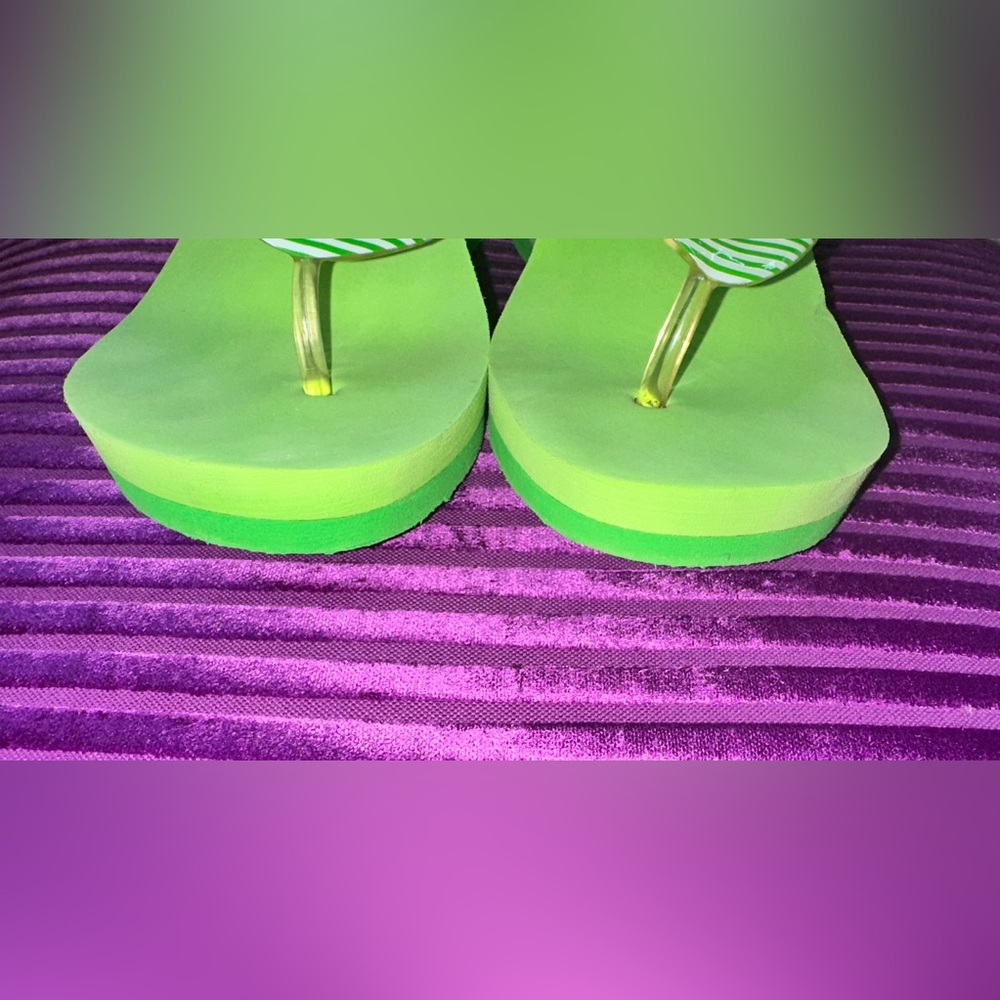 Y2K Lime Green Polo Wedge Sandals - Picture 7 of 11